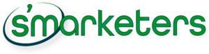 Green and dark blue company logo saying Smarketers